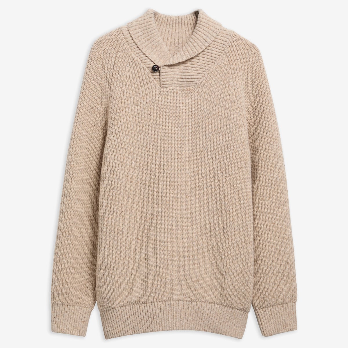 Barbour Essential Fleck Wool Shawl Neck Sweater | Pearl