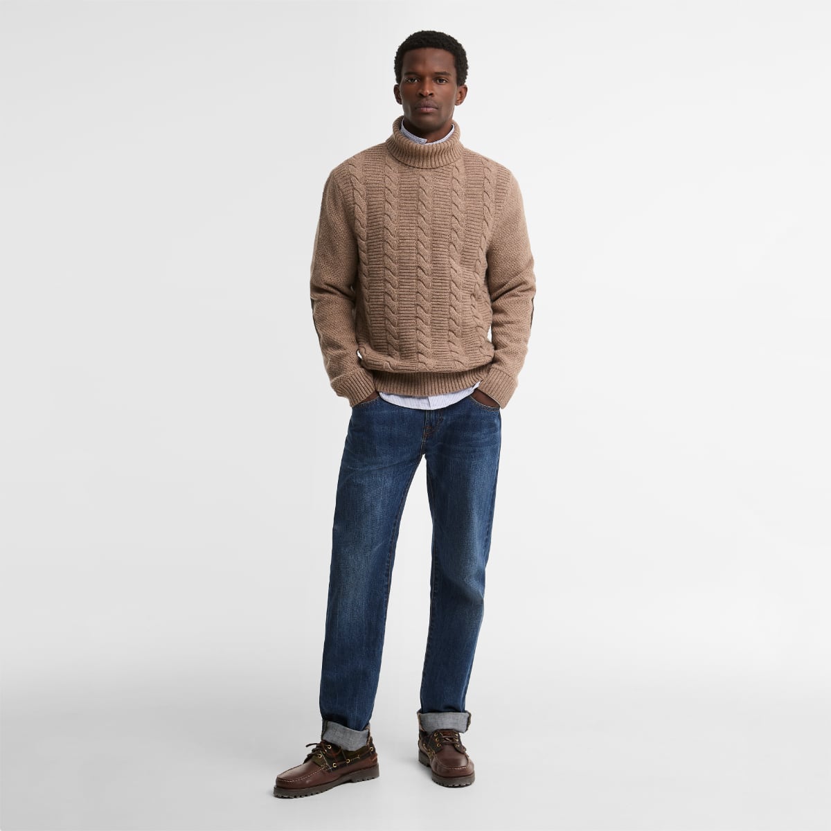 Barbour Staplecross Rollneck Lambswool Men's Sweater | Stone