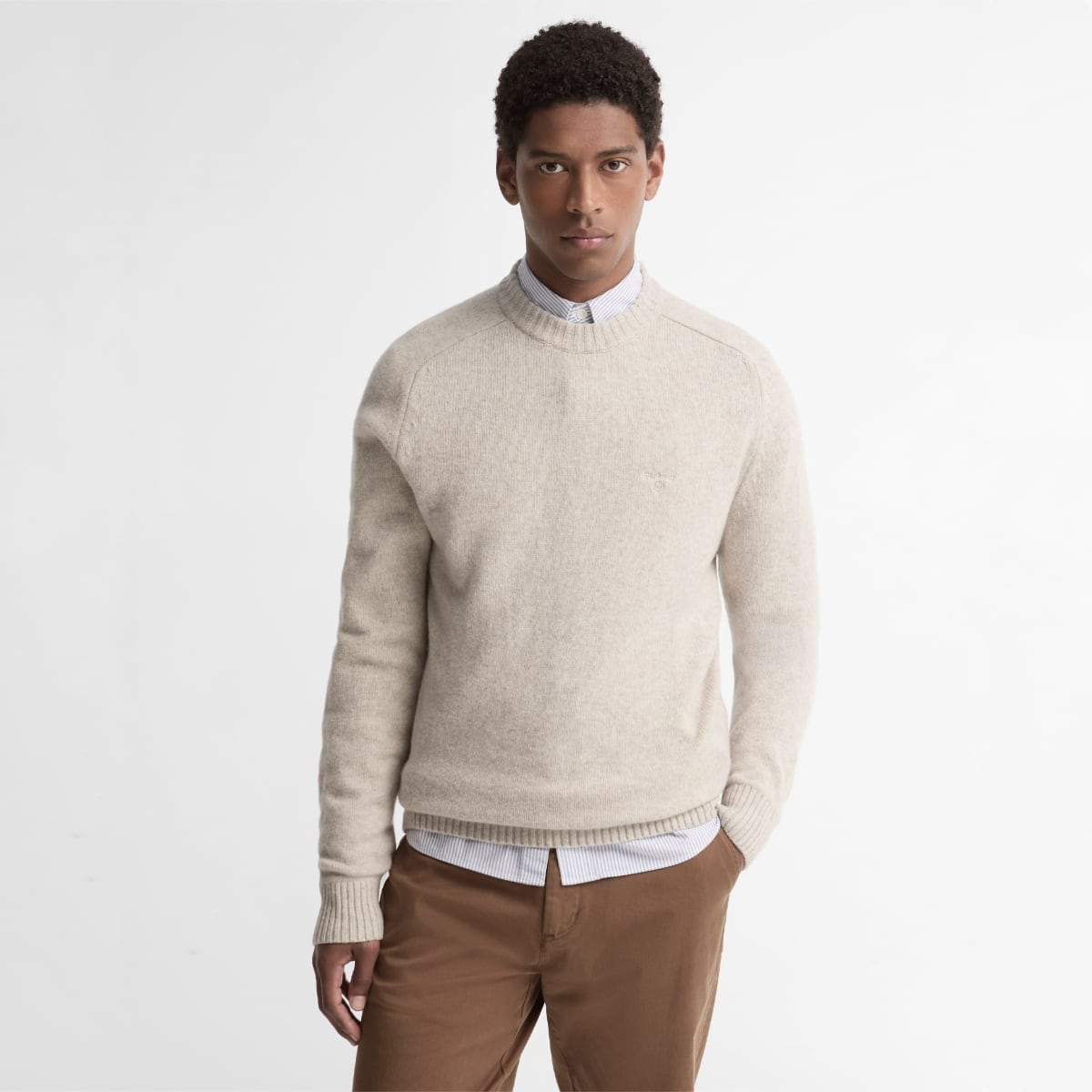 Barbour Newtown Crew Neck Men's Sweater | Light Grey