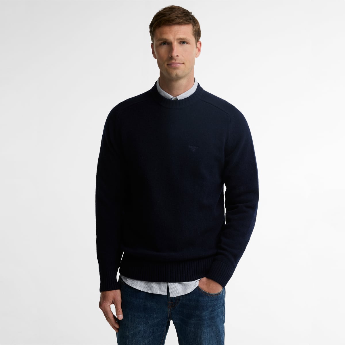 Barbour Newtown Crew Neck Men's Sweater | Navy