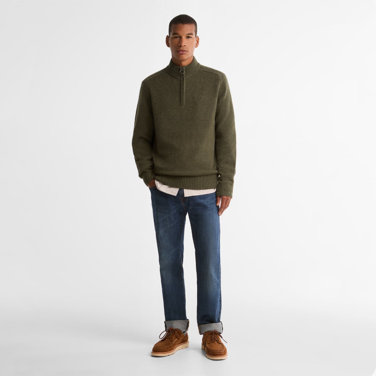 Barbour Newtown Half-Zip Men's Sweater | Mid Olive