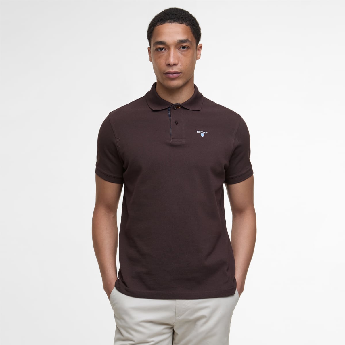 Barbour Tartan Pique Men's Polo Shirt | Dark Oak