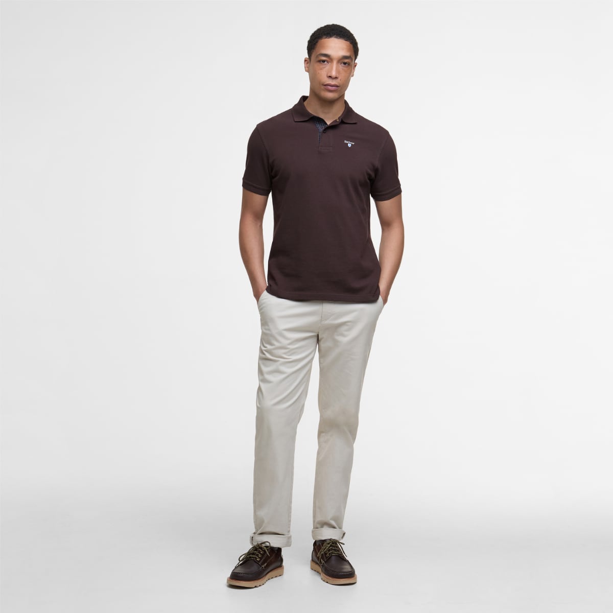 Barbour Tartan Pique Men's Polo Shirt | Dark Oak