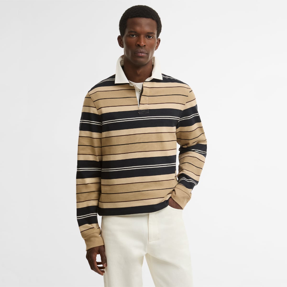Barbour Frith Striped Men's Rugby Shirt | Stone