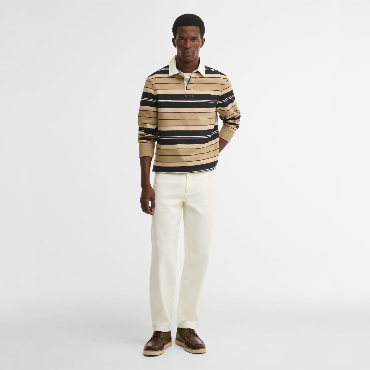Barbour Frith Striped Men's Rugby Shirt | Stone
