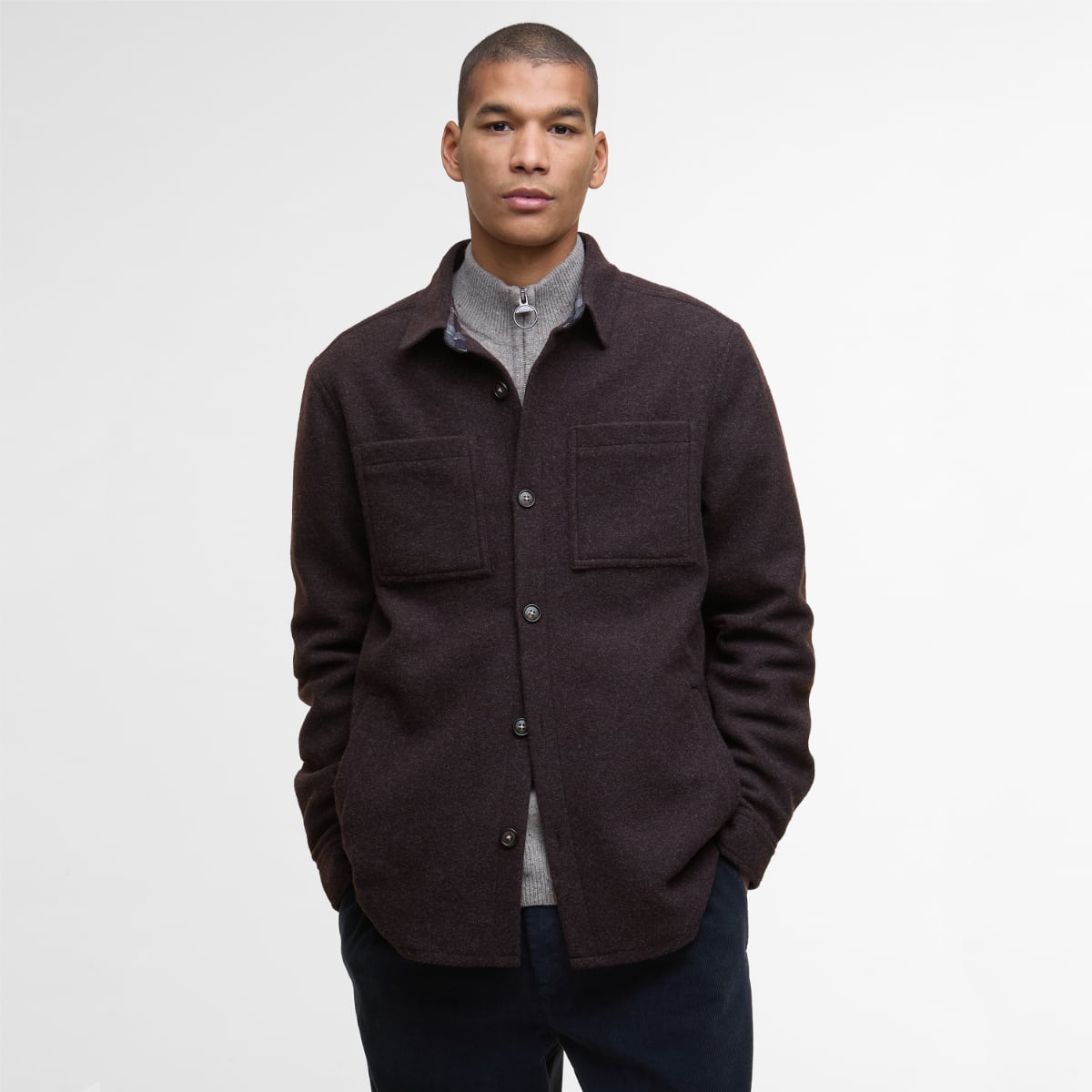 Barbour Marlow Wool Tailored Men's Overshirt | Dark Oak
