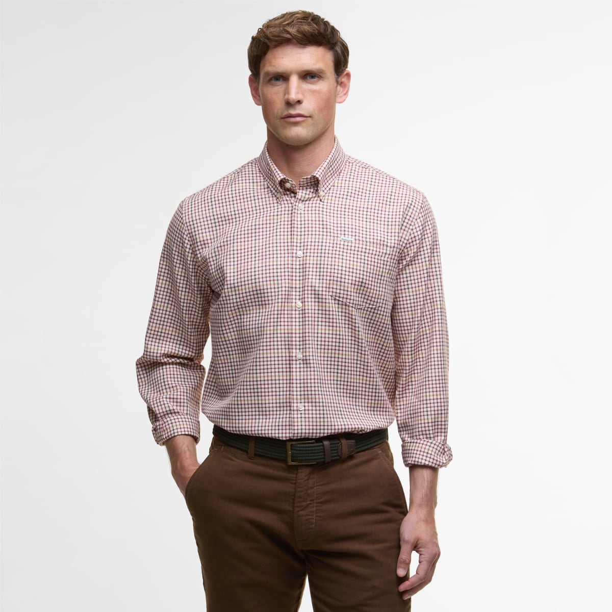 Barbour Henderson Thermo Weave Regular Fit Men's Shirt | Fired Brick