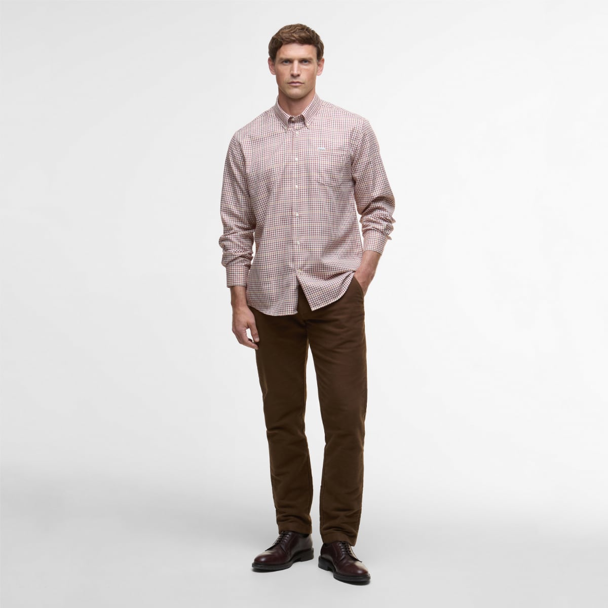 Barbour Henderson Thermo Weave Regular Fit Men's Shirt | Fired Brick