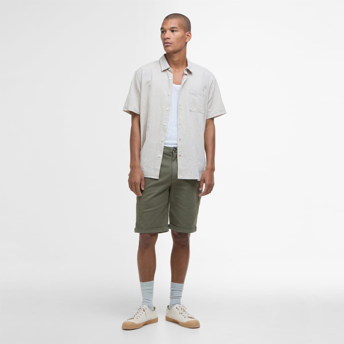 Barbour Nelson Short Sleeve Regular Fit Men's Shirt | Stone