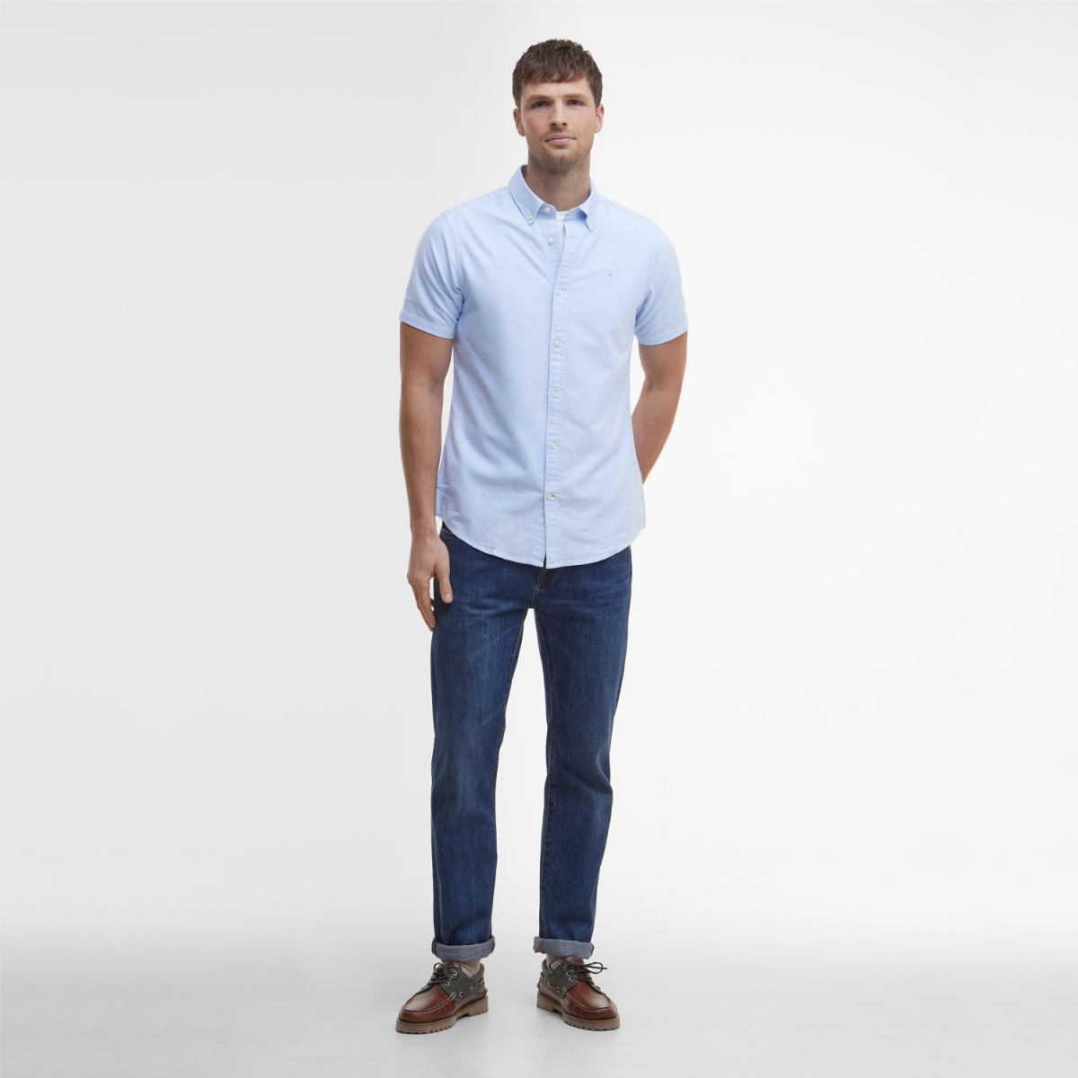 Barbour Oxtown Short Sleeve Tailored Fit Men's Shirt | Sky
