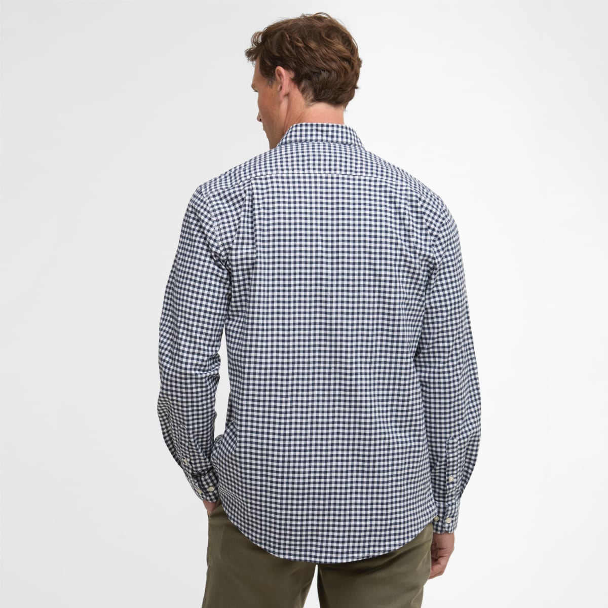Barbour Gingham Aukside Long-Sleeve Regular Fit Men's Shirt | Navy