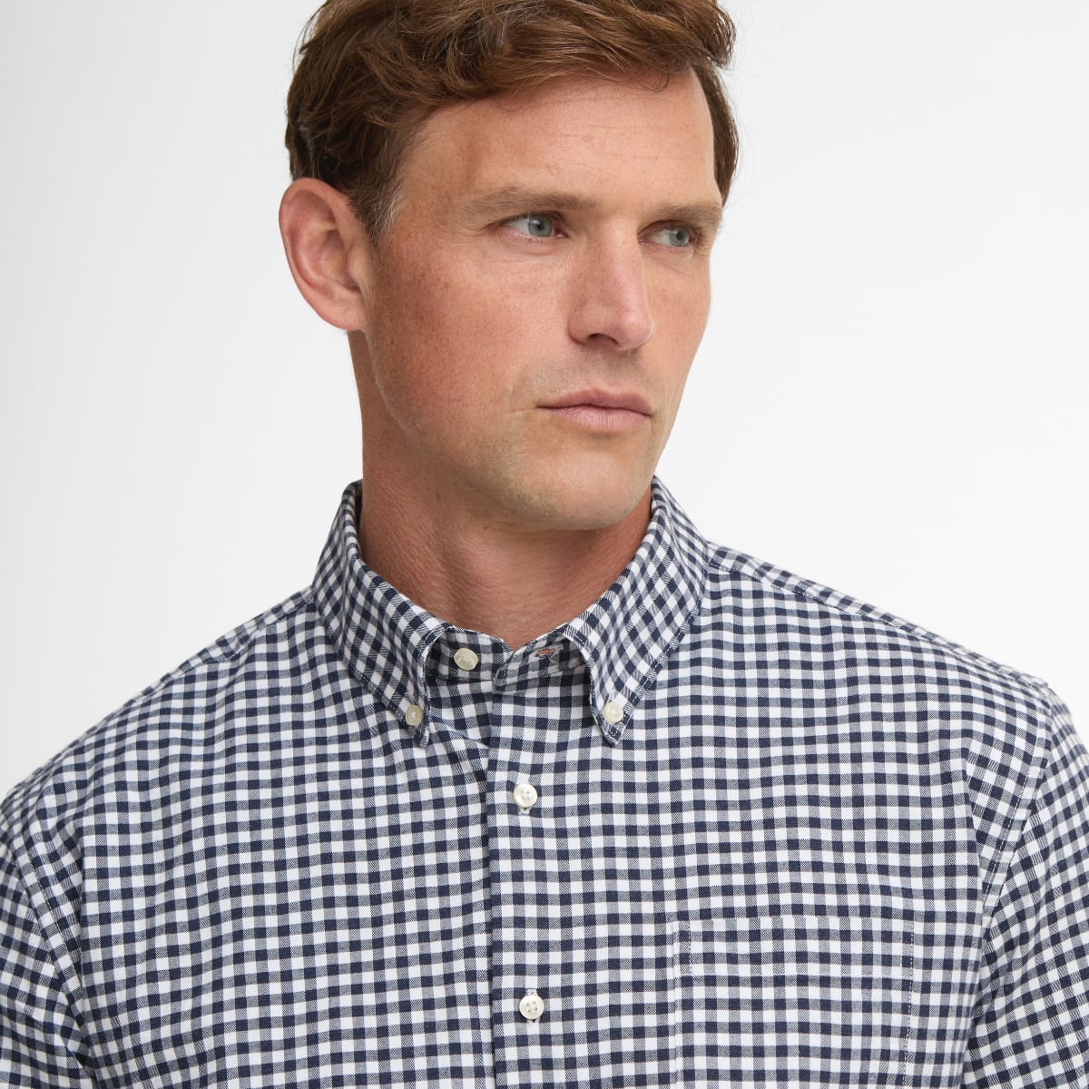Barbour Gingham Aukside Long-Sleeve Regular Fit Men's Shirt | Navy