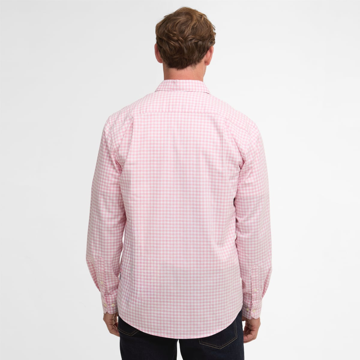 Barbour Gingham Aukside Long-Sleeve Regular Fit Men's Shirt | Pink
