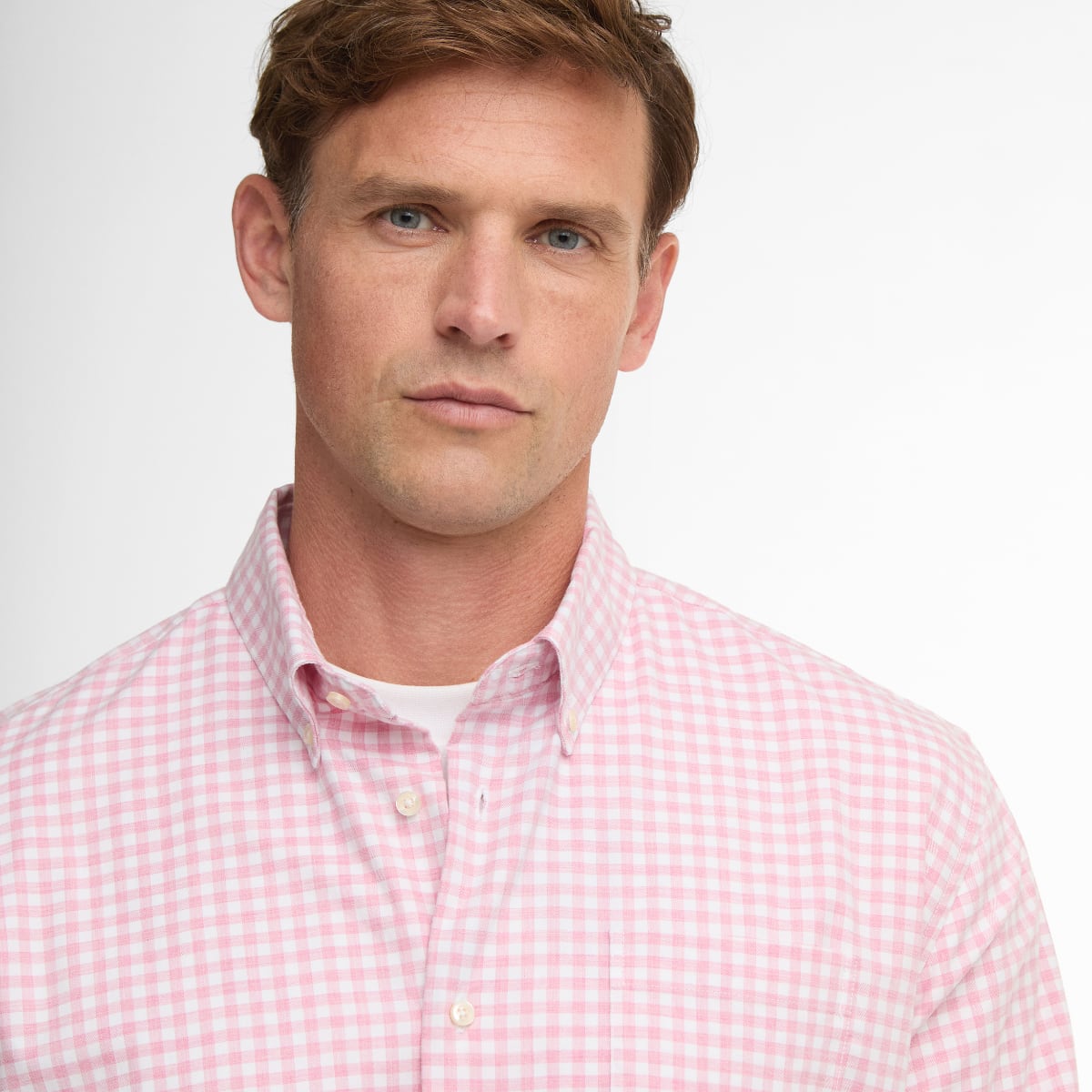 Barbour Gingham Aukside Long-Sleeve Regular Fit Men's Shirt | Pink
