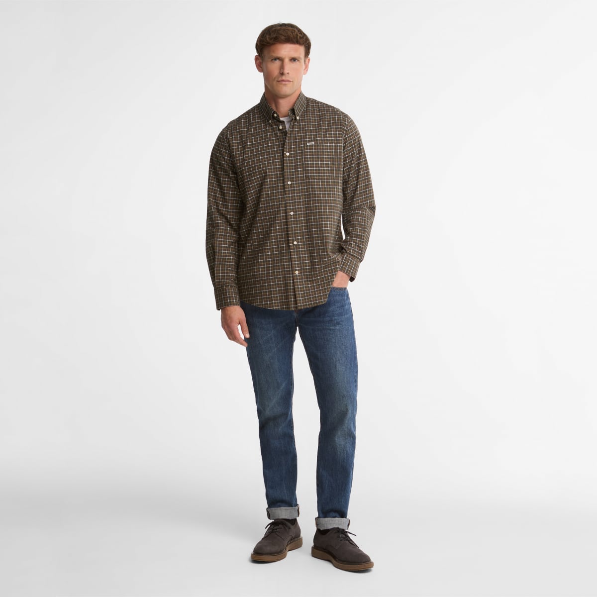 Barbour Alderwood Tattersall Regular Fit Men's Shirt | Olive