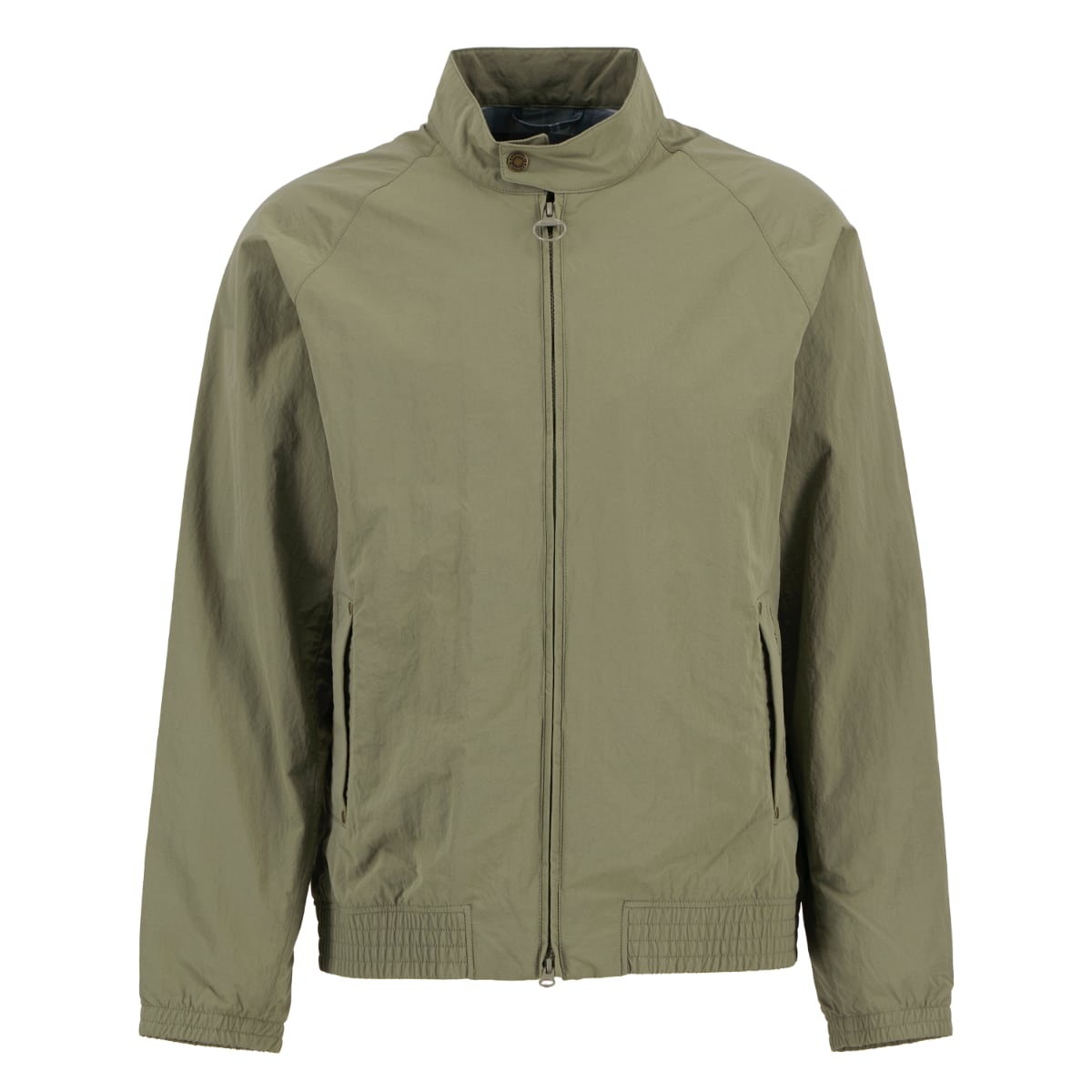 Barbour Royston Showerproof men's jacket in dusty olive with full-length zip and ribbed hem