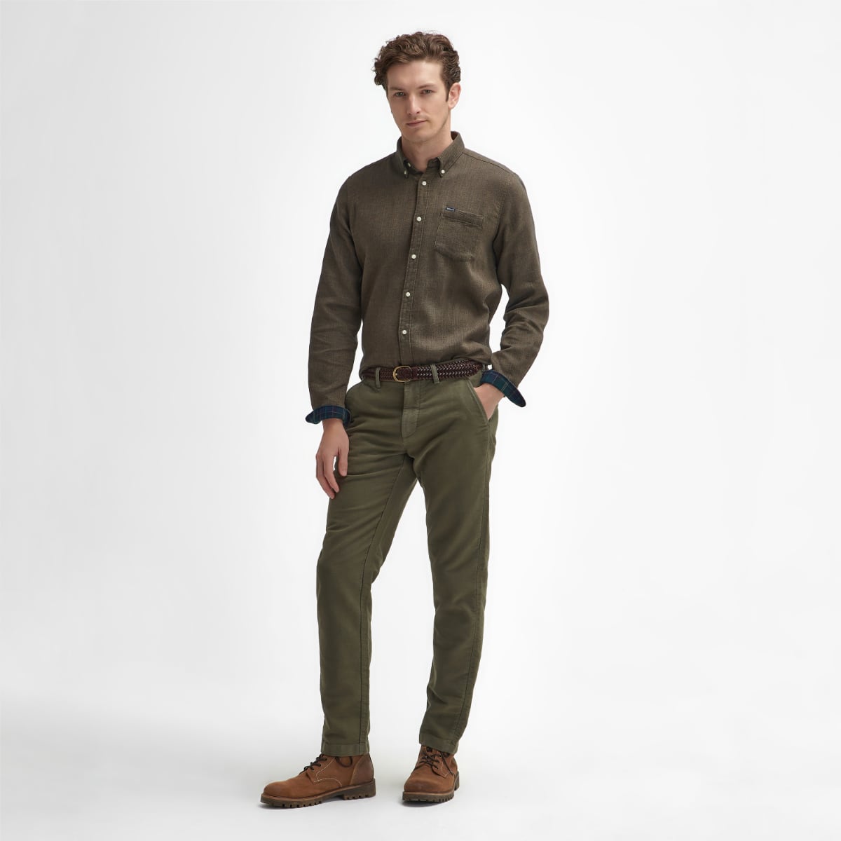 Barbour Moleskin Tailored Men's Trousers | Dark Olive