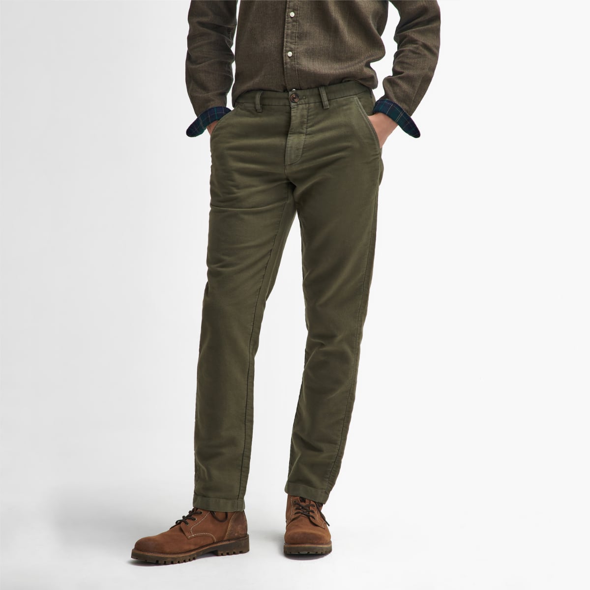 Barbour Moleskin Tailored Men's Trousers | Dark Olive