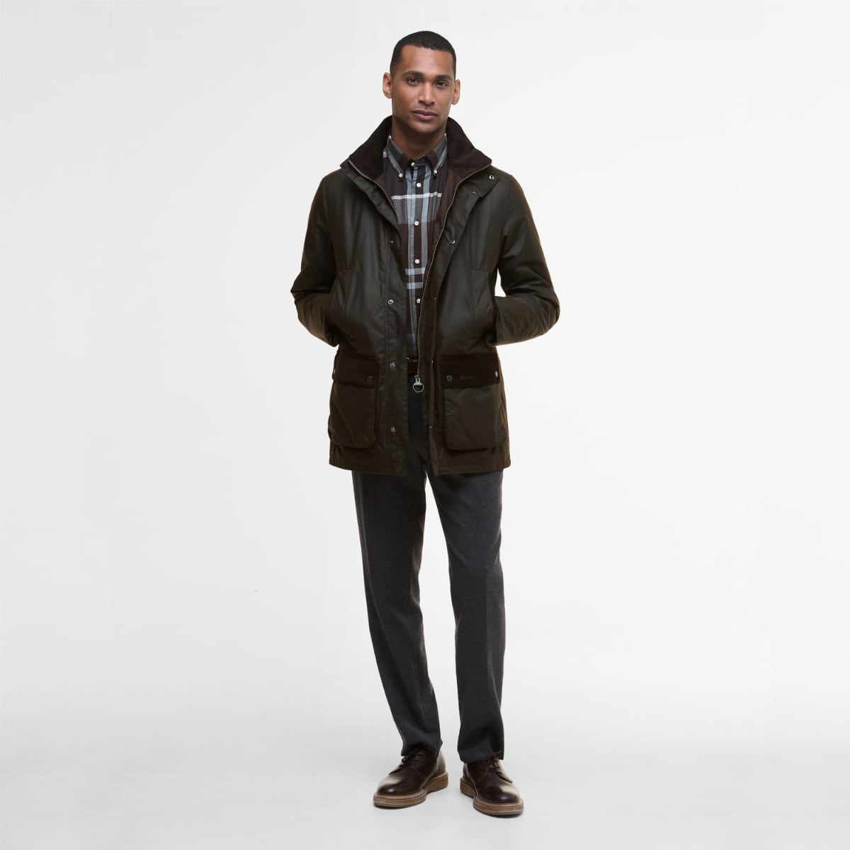 Barbour MODERN Border Men's Waxed Jacket | Dark Brown