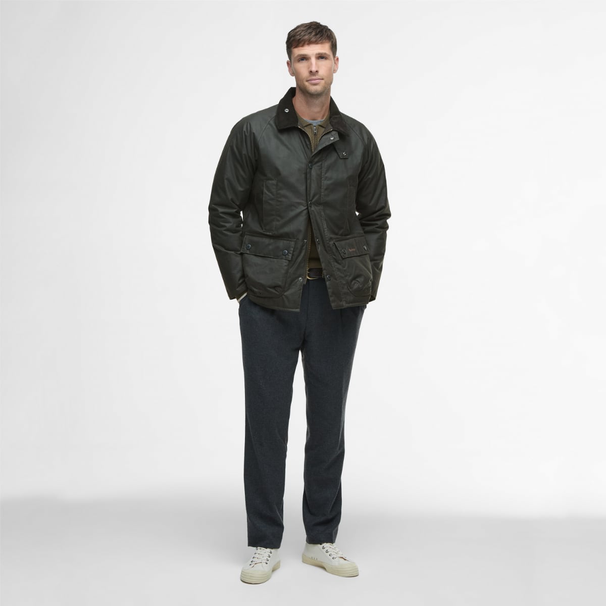 Barbour MODERN Beaufort CHECK Men's Waxed Jacket | Olive Check