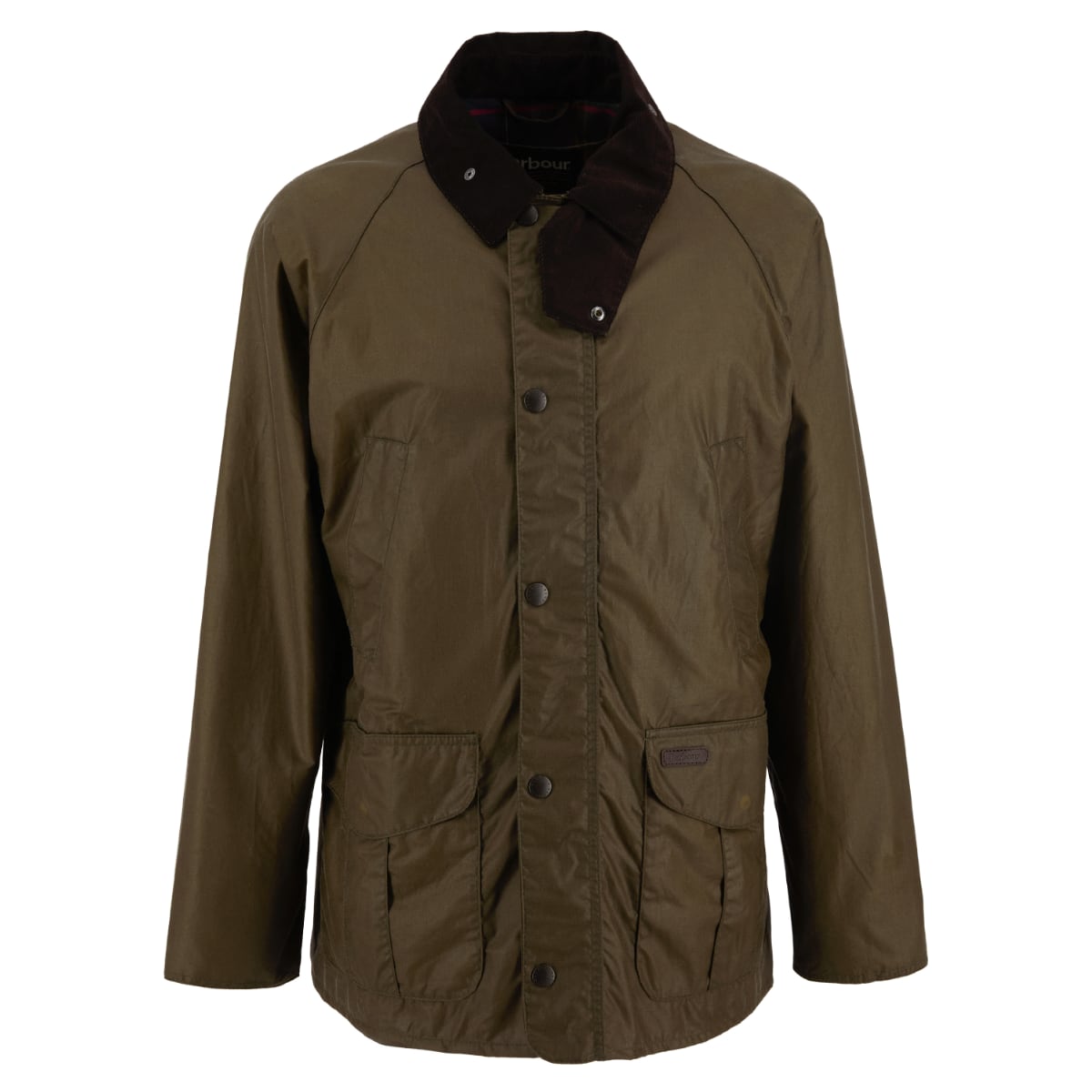 Barbour Lightweight Stratford waxed jacket in beech brown with a dark collar and front patch pockets.