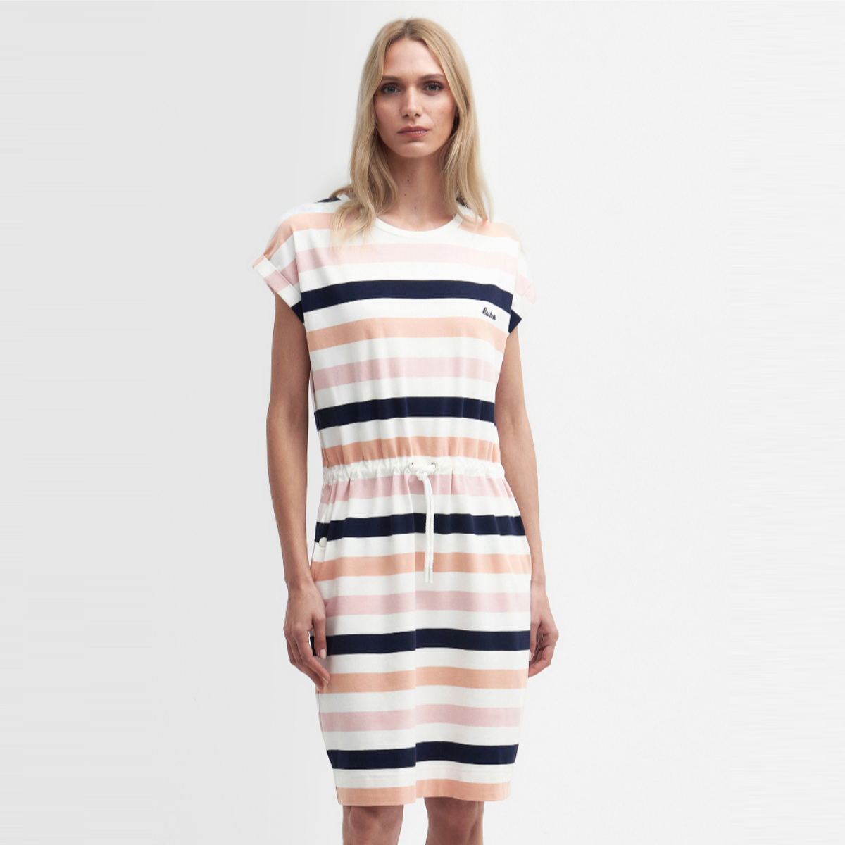 Barbour Marloes Striped Women's T-Shirt Dress | Cloud/Shell Pink