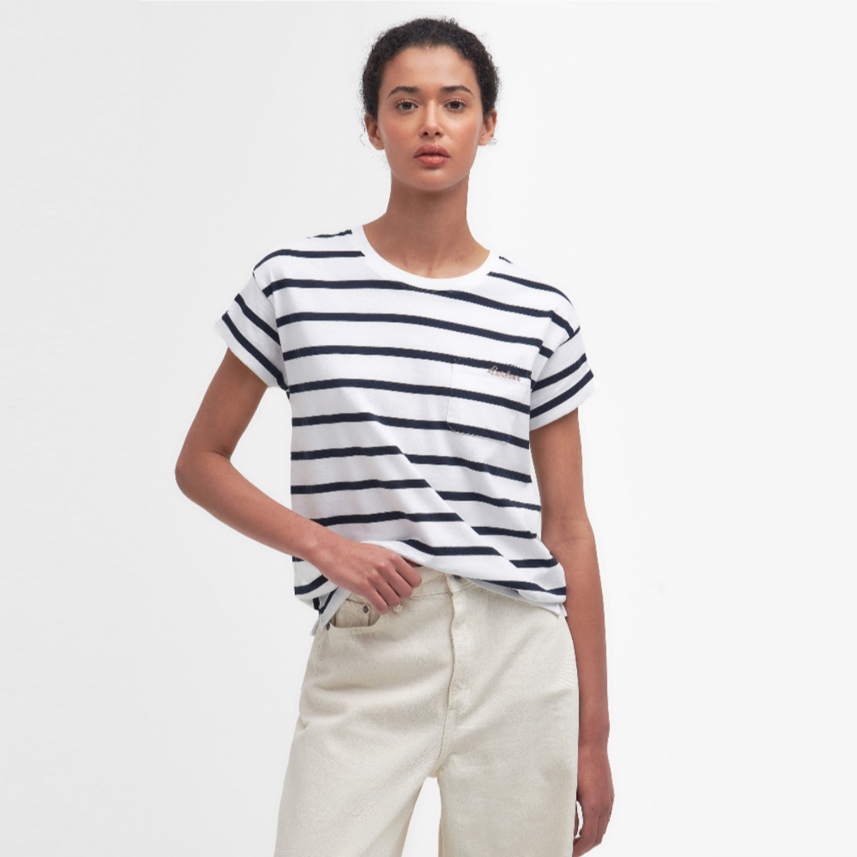 Barbour Otterburn Stripe Women's Tee | White (Navy)