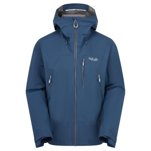 Rab Downpour Mountain waterproof men's jacket in Tempest Blue