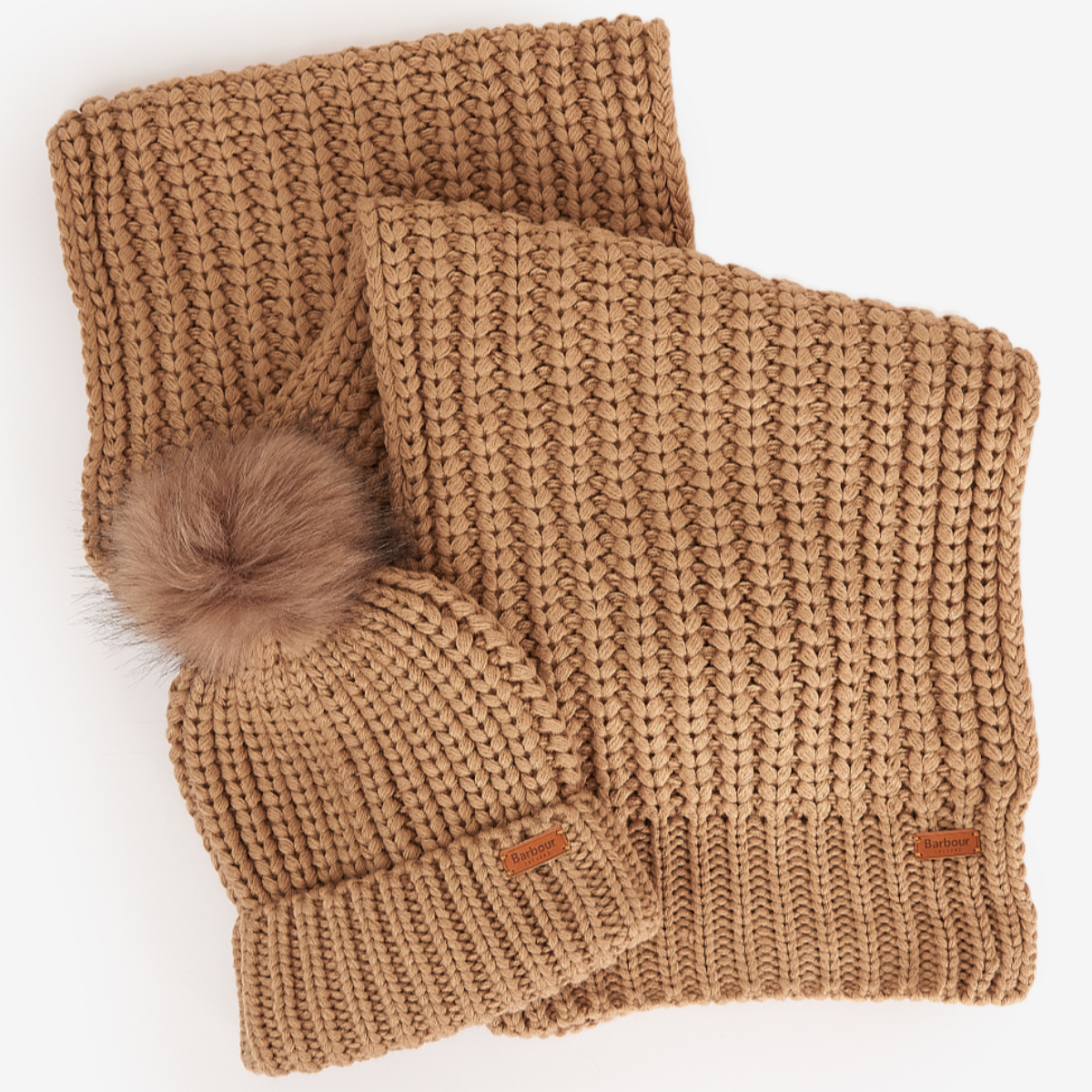 Barbour Saltburn Beanie & Scarf Set | Mink