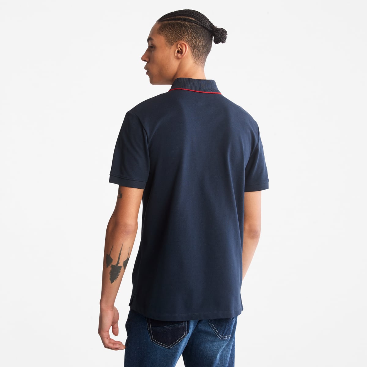 Timberland Millers River Piquet Men's Polo | Navy (Red collar stripe)