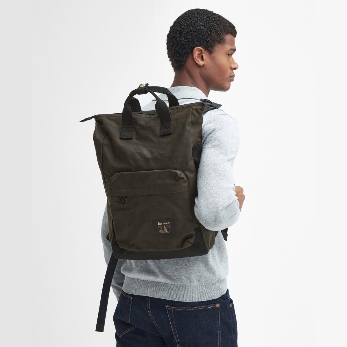 Barbour Field Waxed Backpack | Olive
