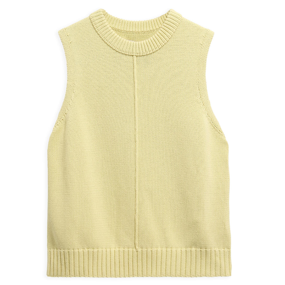 Barbour Avon knitted sleeveless vest in soured citrus laid flat