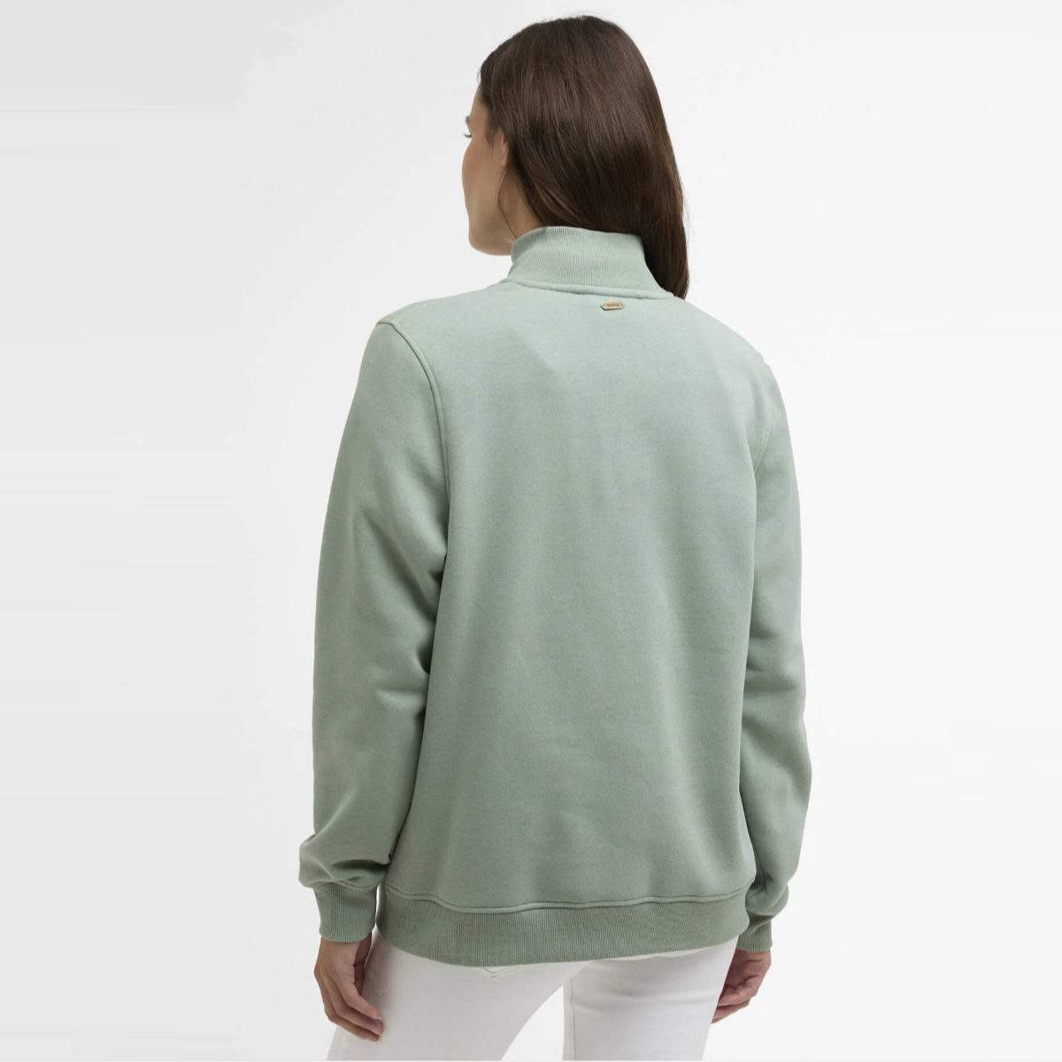 Back view of Barbour Cynthia Quarter-Zip jumper in blue sage