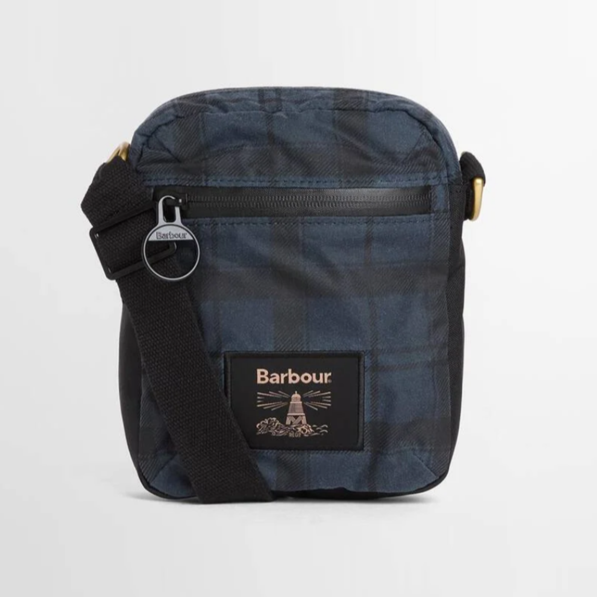 Barbour Field Waxed Crossbody Bag | Navy Tartan