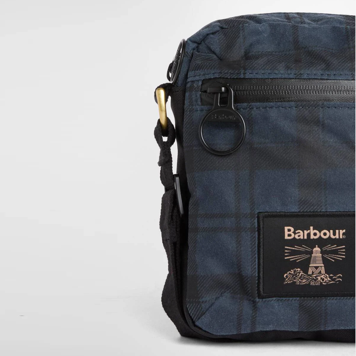 Barbour Field Waxed Crossbody Bag | Navy Tartan