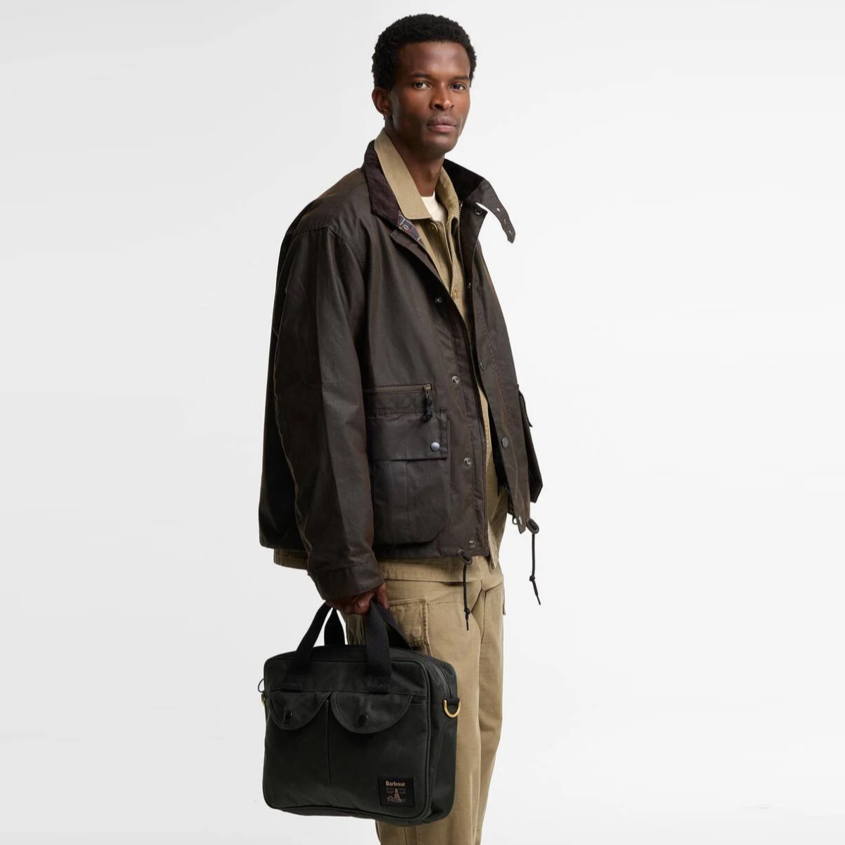 Barbour Field Wax Laptop Bag | Sage