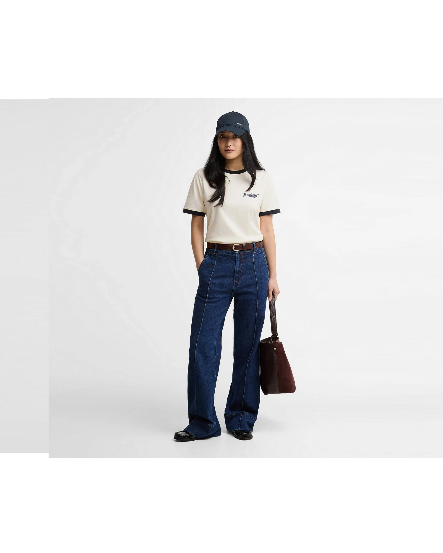Barbour Madeline Tipped Women's T-Shirt | Original Ecru / Dark Navy