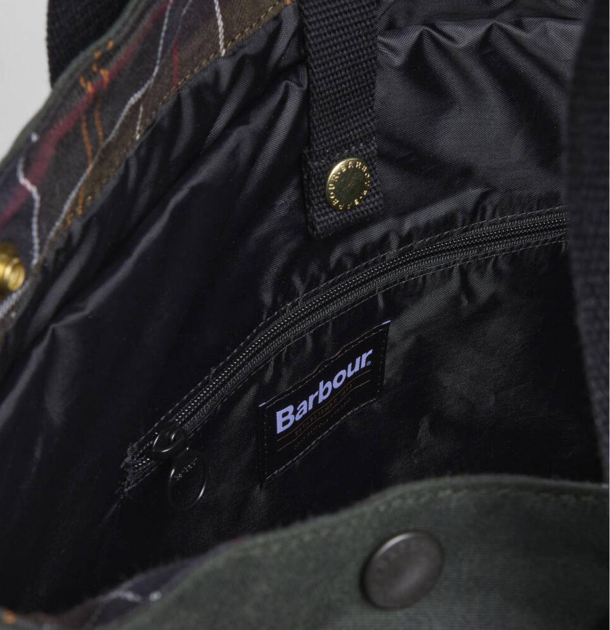 Barbour Field Wax Tote Bag | Sage / Classic Tartan