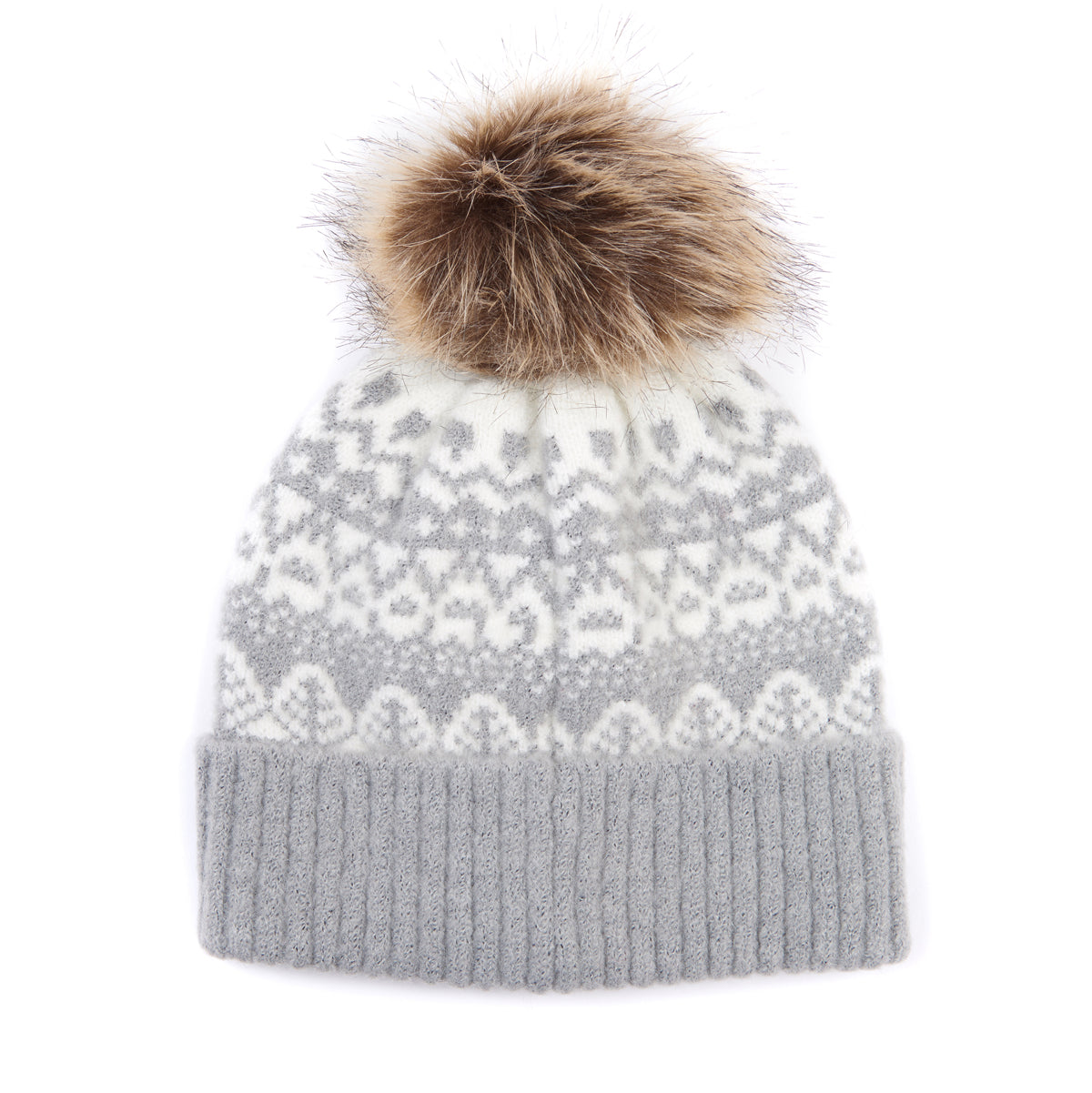 Barbour Alpine Fairisle Pom Beanie | Grey