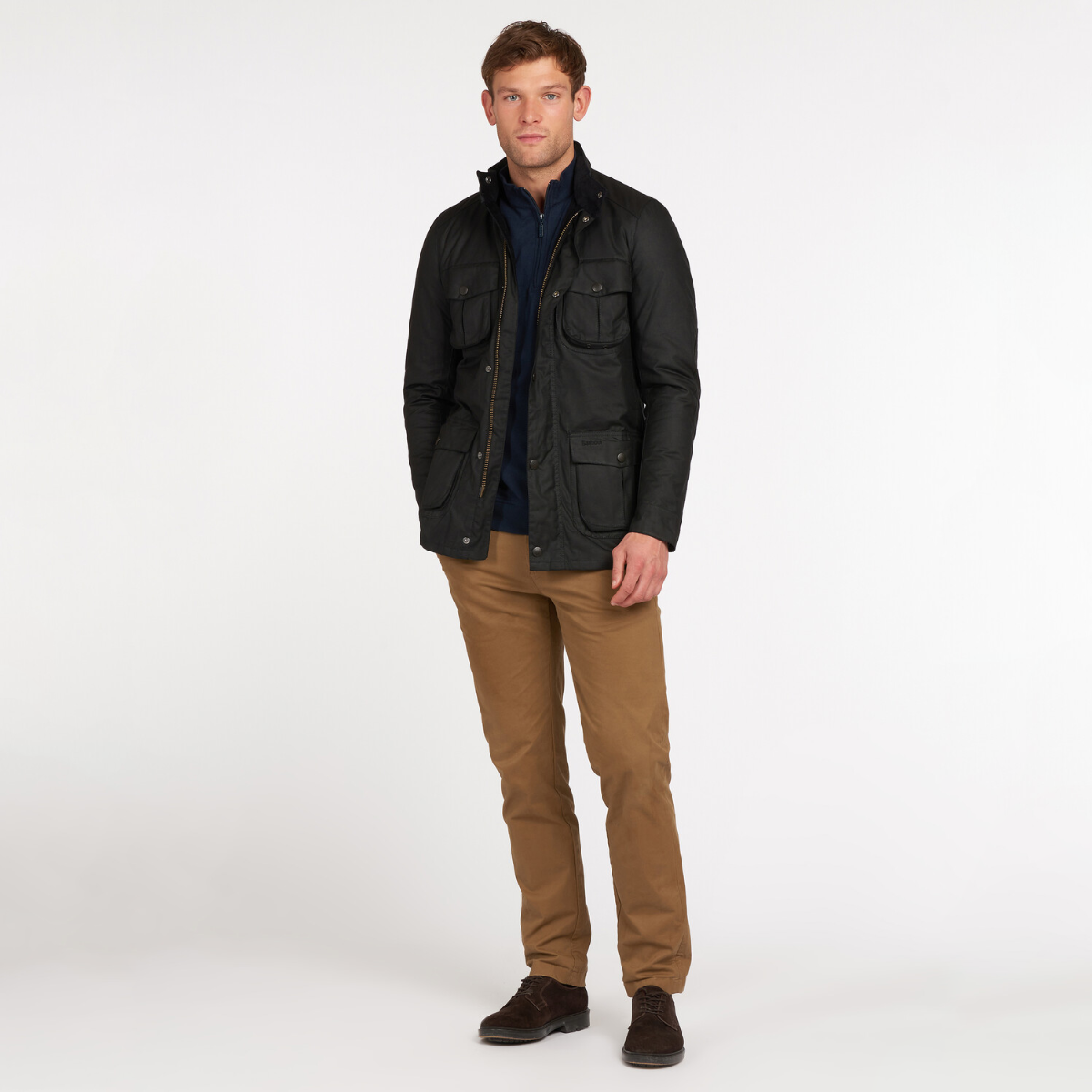 Barbour Corbridge Men s Waxed Jacket Black Modern Tartan Lining