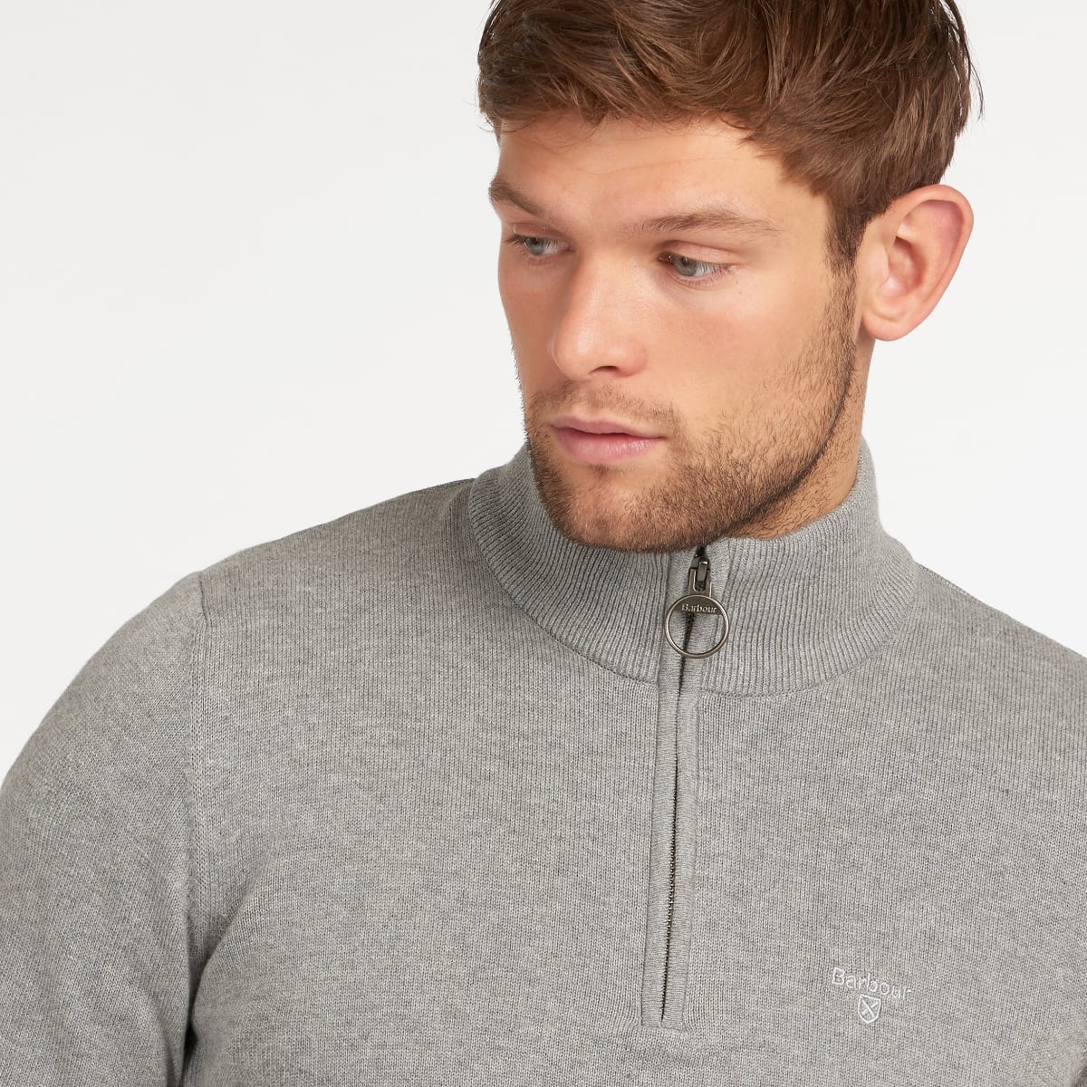 Barbour Cotton Half Zip | Grey Marl