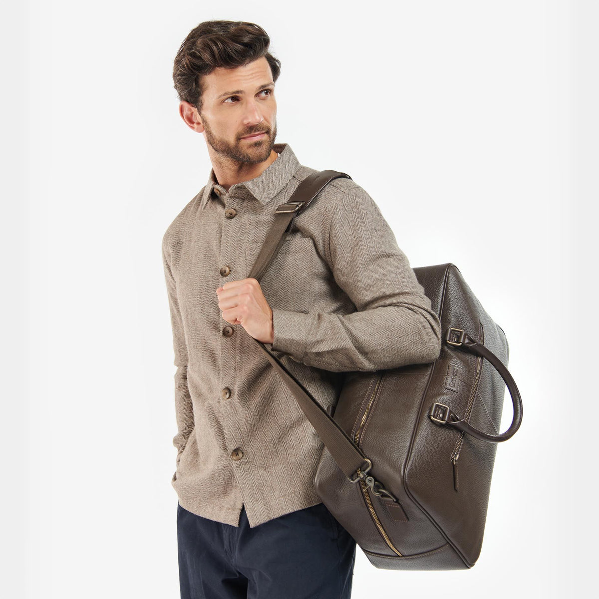 Barbour Highgate Leather Holdall | Dark Brown