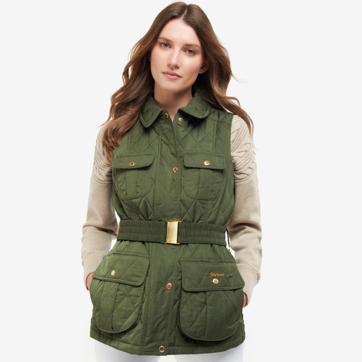 Barbour Belted Defence Women's Quilted Gilet | Olive