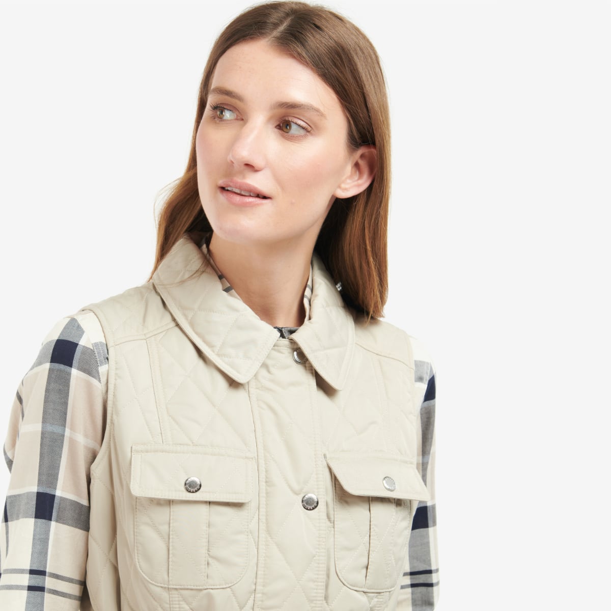 Barbour Belted Defence Women's Quilted Gilet | Light Sand