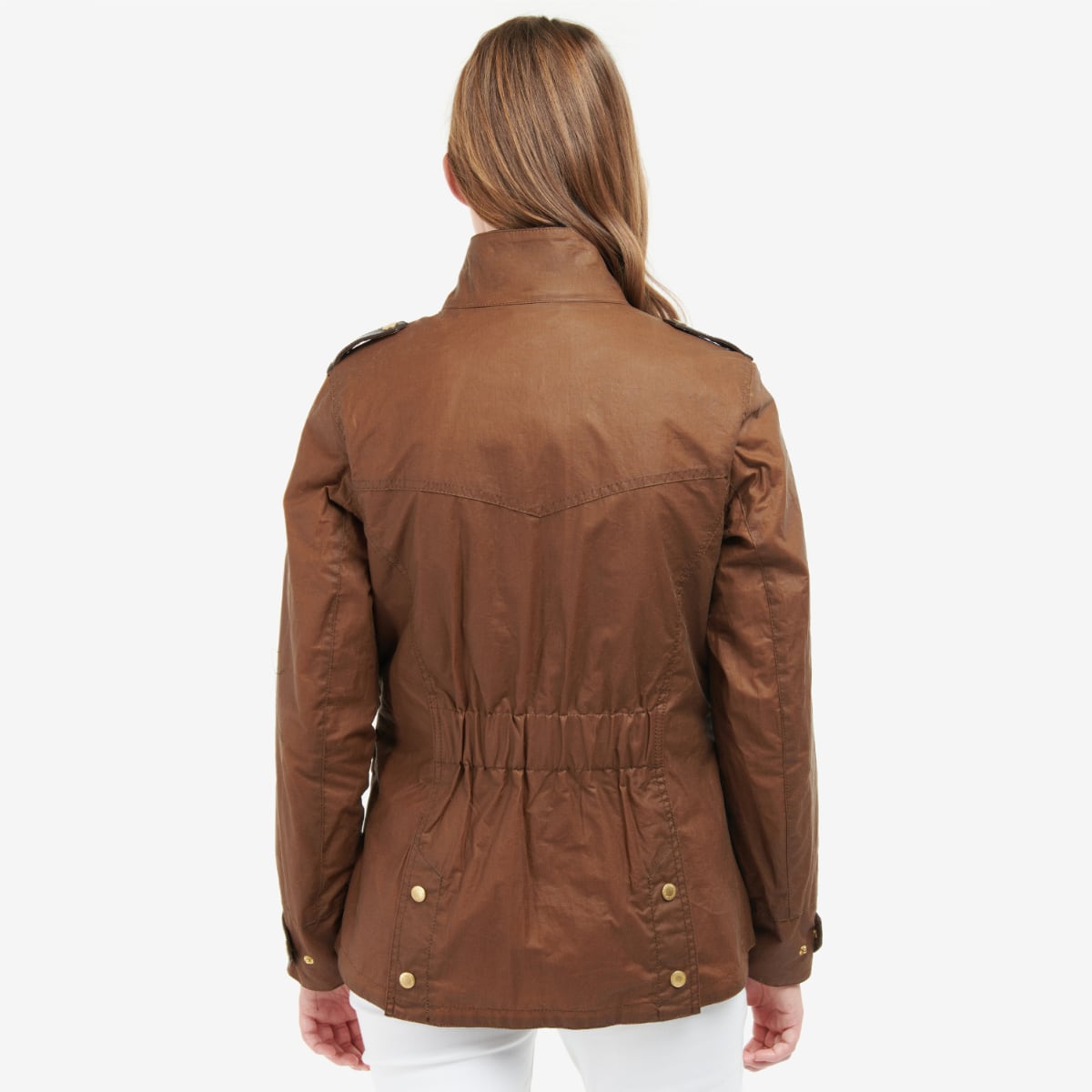 Barbour Premium Defence Women's Waxed Jacket | Tan (Ancient Tartan lining)