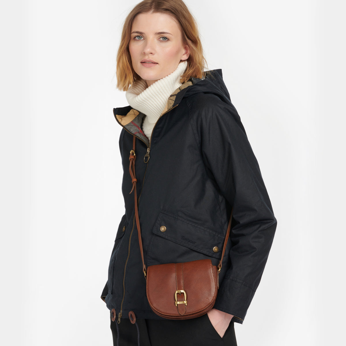 Barbour Laire Leather Small Saddle Bag | Brown
