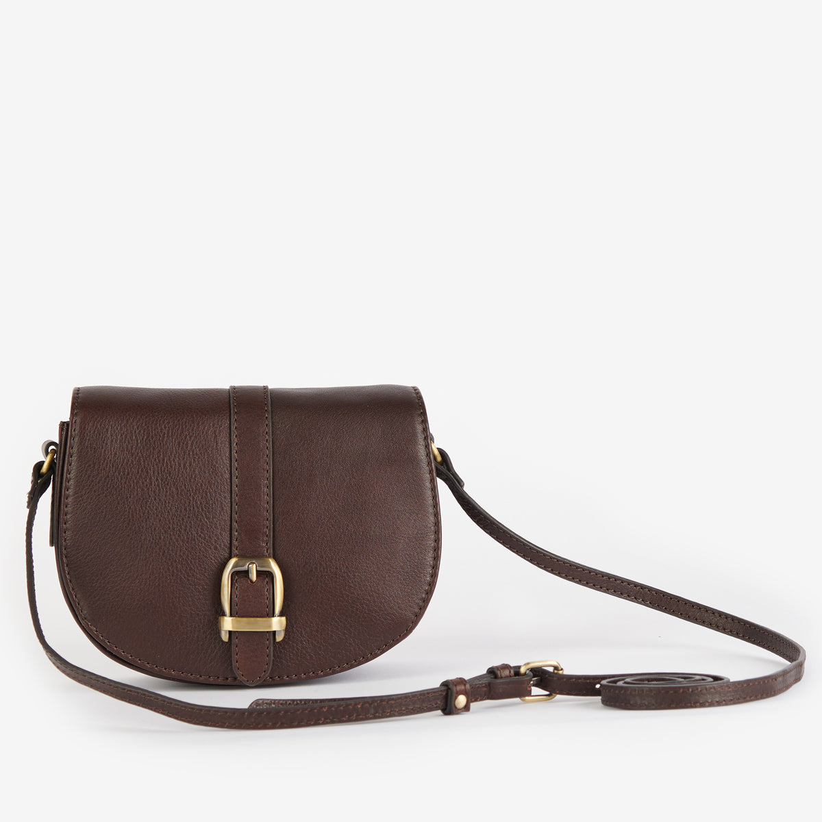 Barbour Laire Leather Small Saddle Bag | Dark Brown