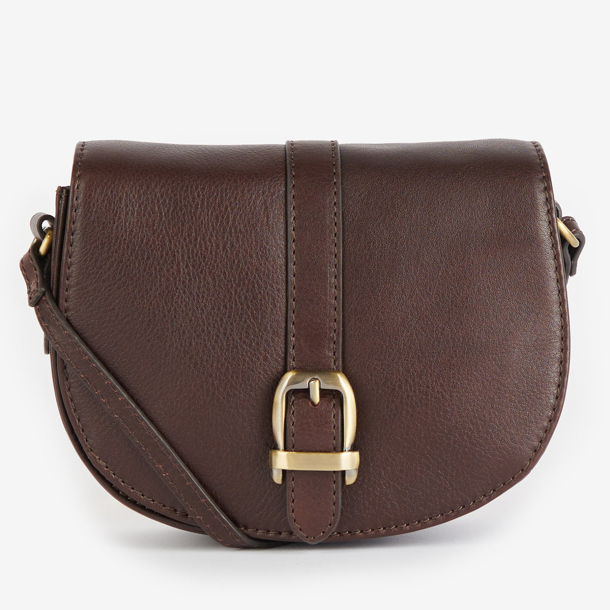 Barbour Laire Leather Small Saddle Bag | Dark Brown