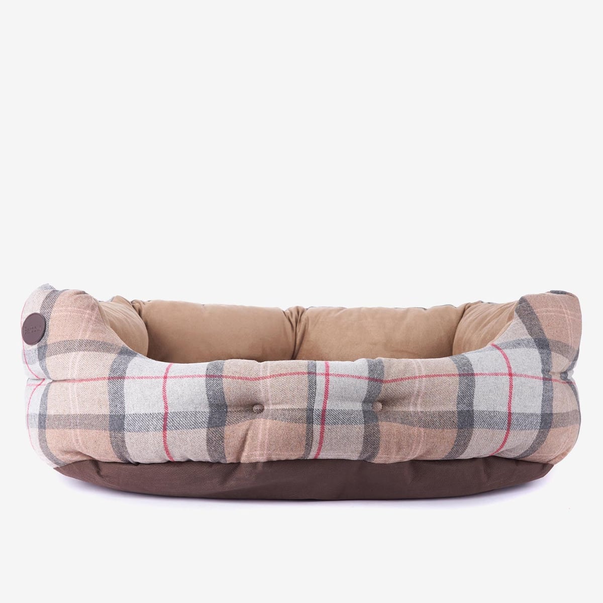 Barbour Luxury Dog Bed 30 Inch  | Taupe/Pink Tartan