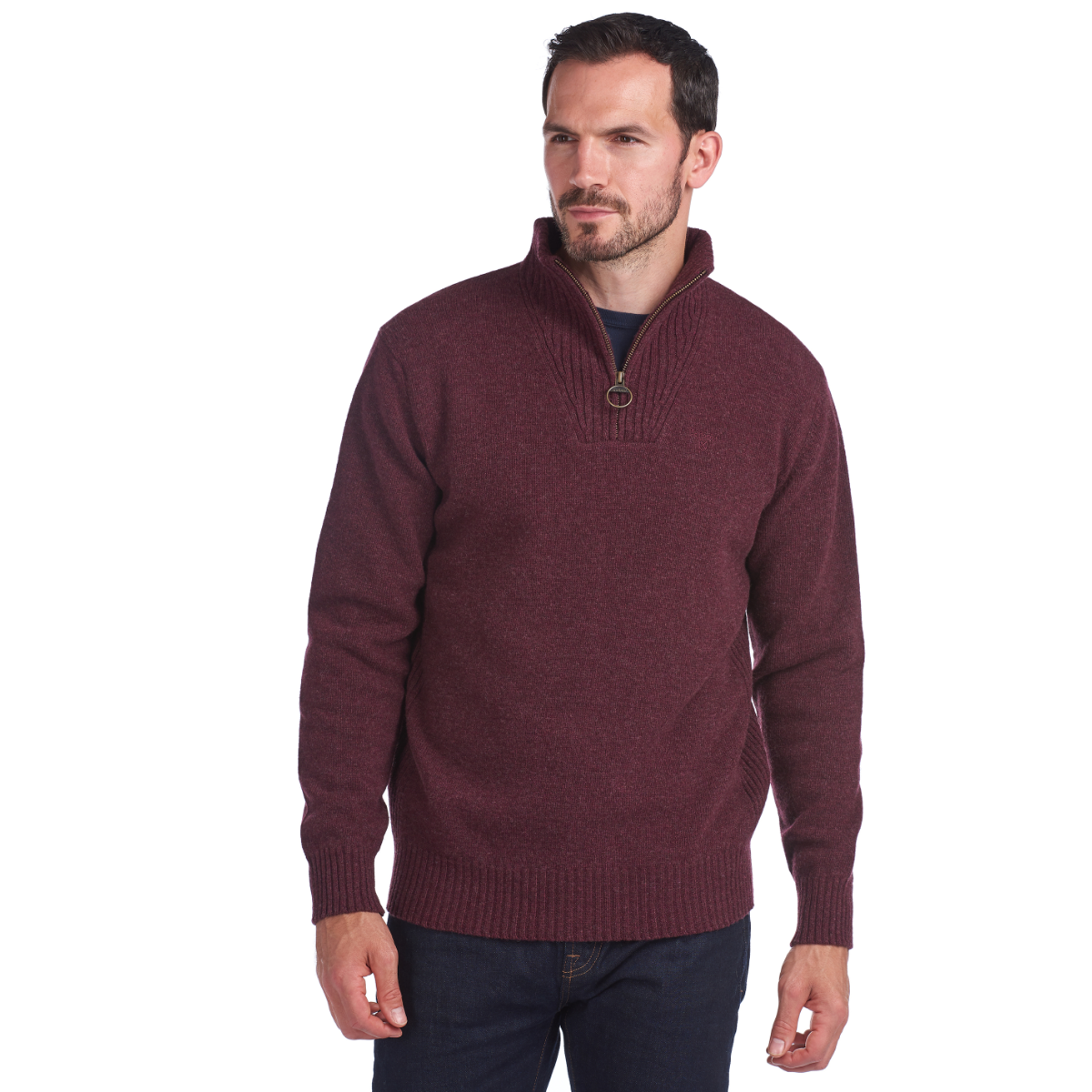 Barbour Essential Lambswool Half Zip Men's Jumper | Merlot